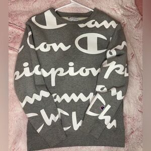 Champion Heather Gray and White Script Sweatshirt